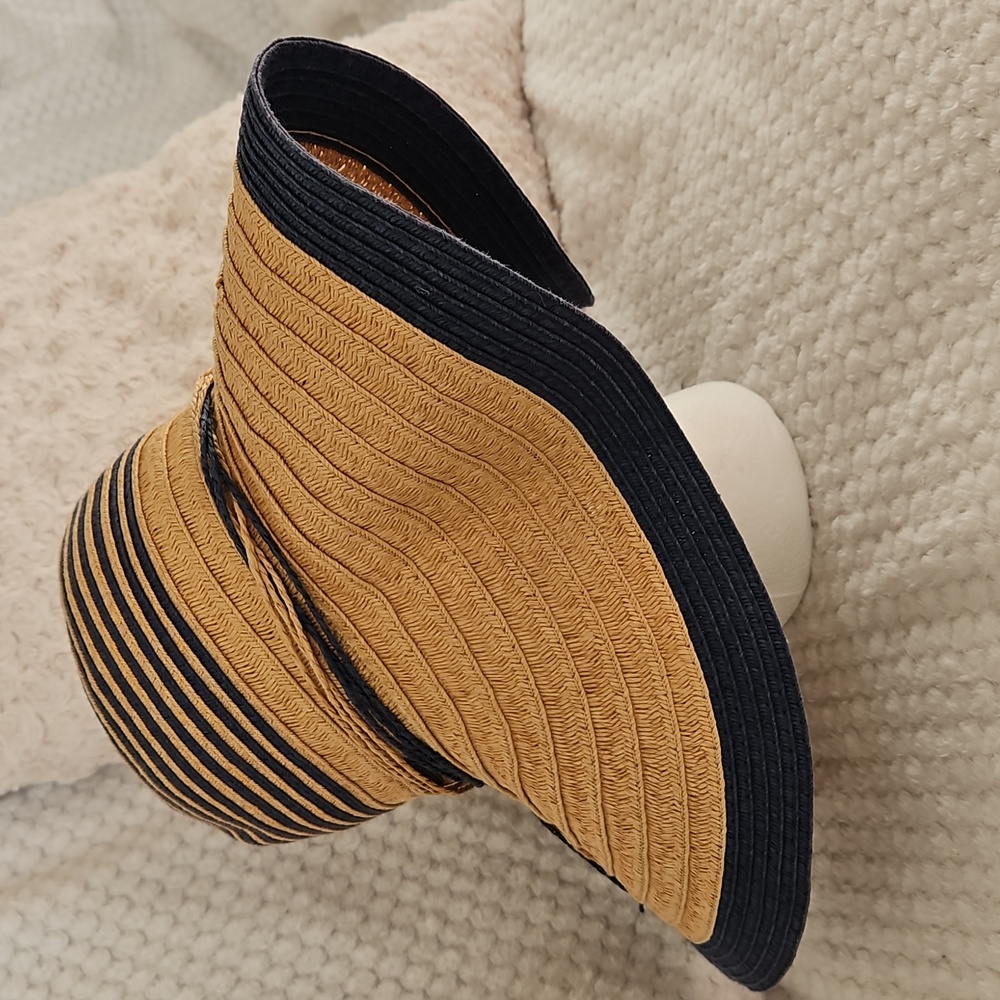 Panama Jack 100% Paper Blue and Tan Wide Brim Sun Hat - Picture 6 of 13